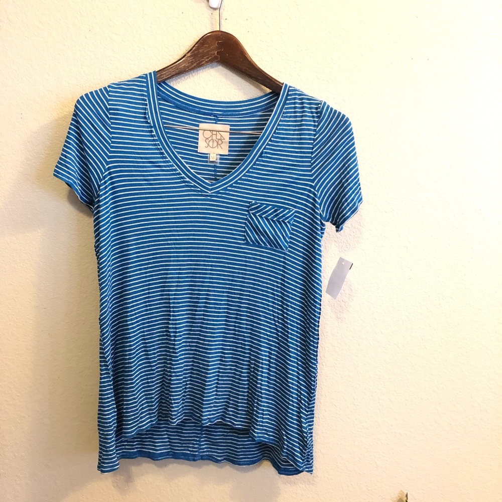 Chaser || Stripe Short Sleeve Causal Tee Shirt Top